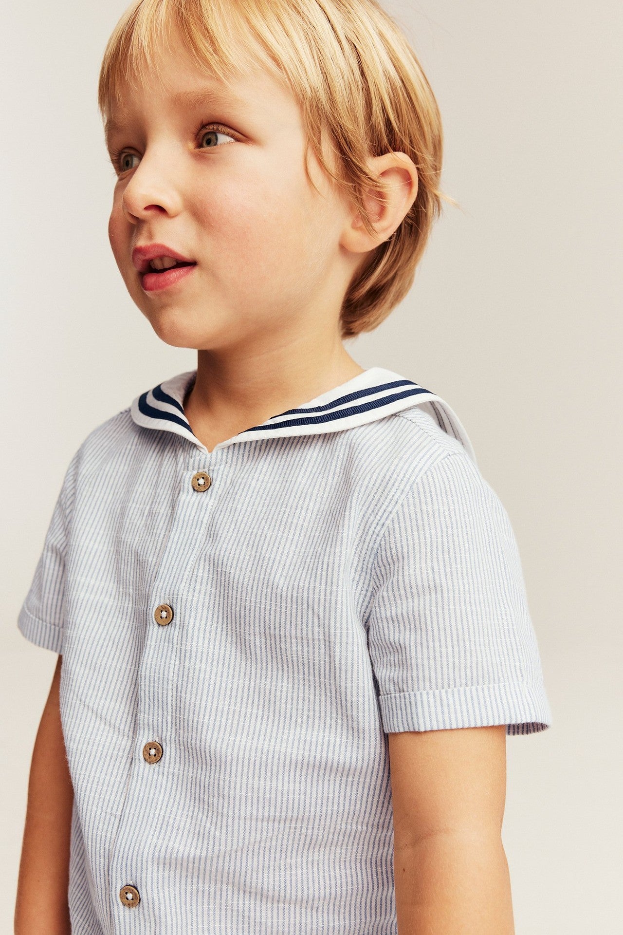 Kids blue shirt with sailor collar