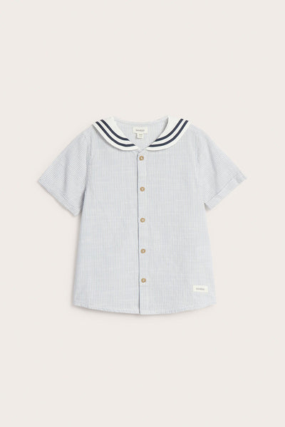 Kids blue shirt with sailor collar