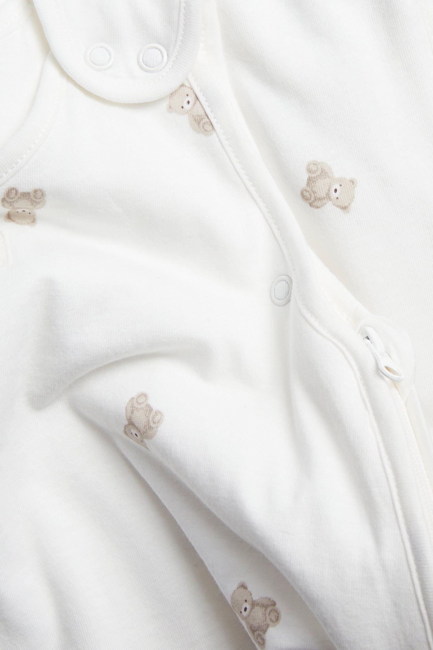 Baby white sleeping bag with bear print