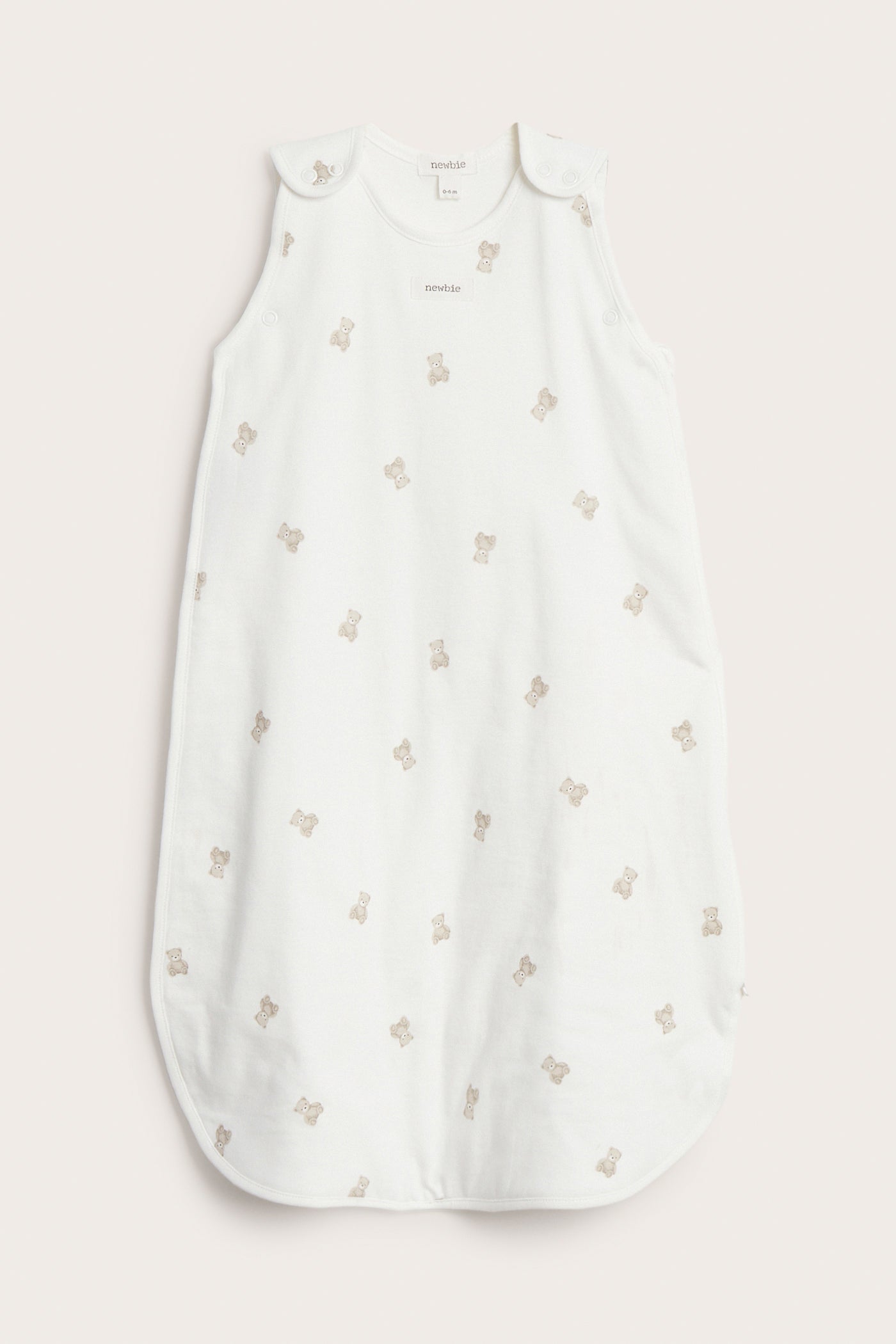 Baby white sleeping bag with bear print