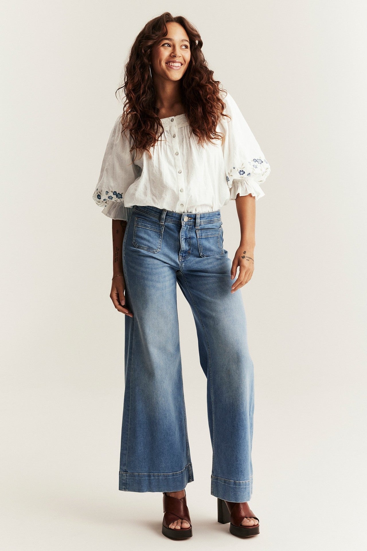 Women's white embroidered blouse