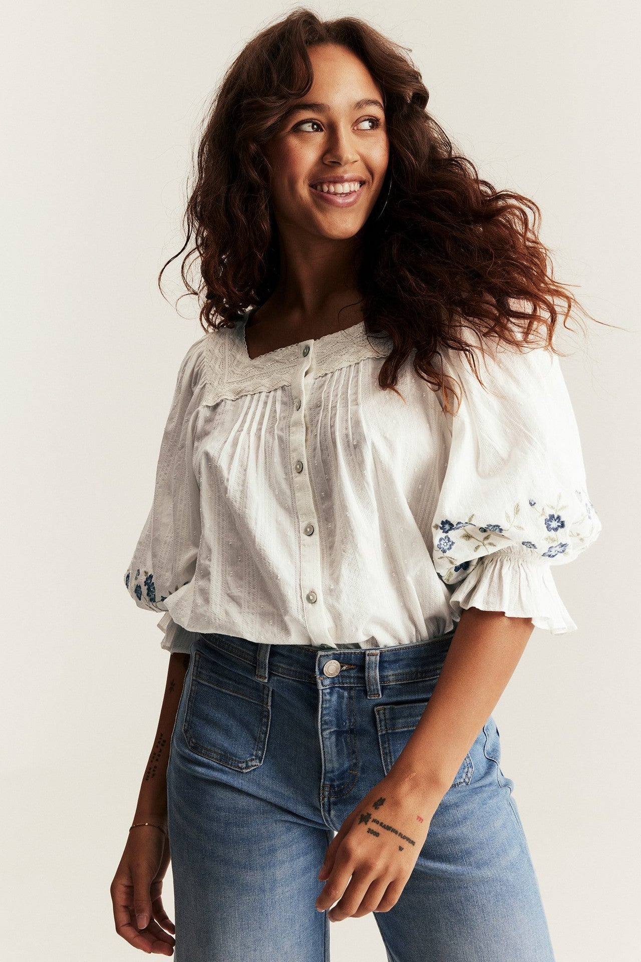 Women's white embroidered blouse