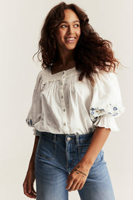 Women's white embroidered blouse