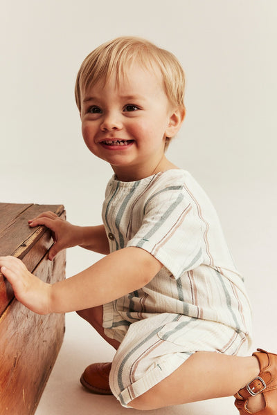 Baby striped short-sleeved romper