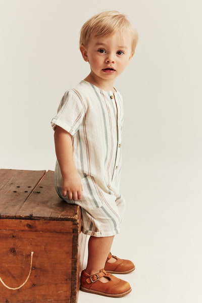 Baby striped short-sleeved romper