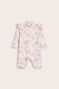 Baby & kids' pink swan UV suit with frills