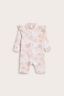 Baby & kids' pink swan UV suit with frills