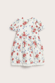 Kids white floral short-sleeved dress