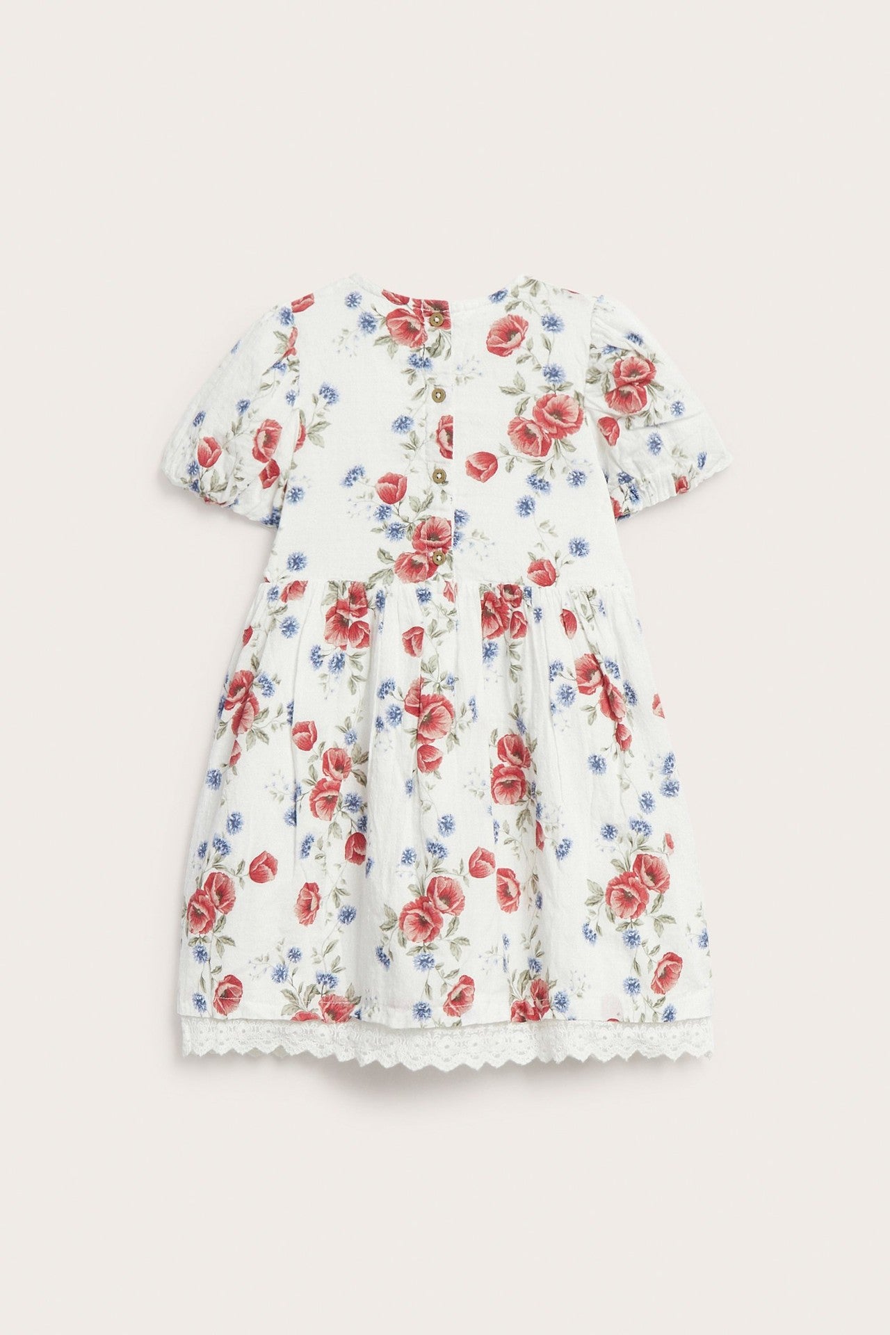 Kids white floral short-sleeved dress