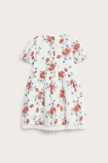 Kids white floral short-sleeved dress