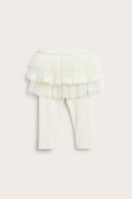 Baby white leggings with tulle skirt