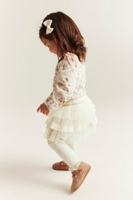 Baby white leggings with tulle skirt