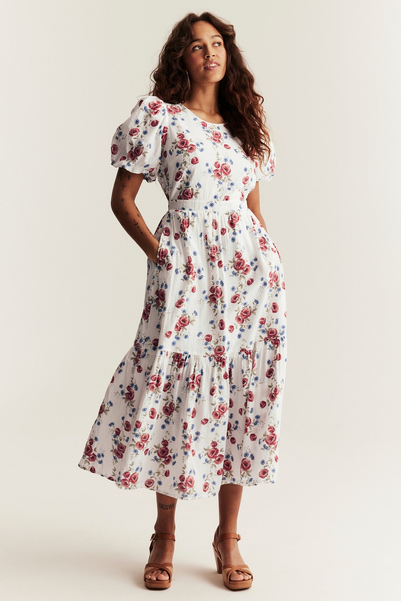 Women's white floral dress