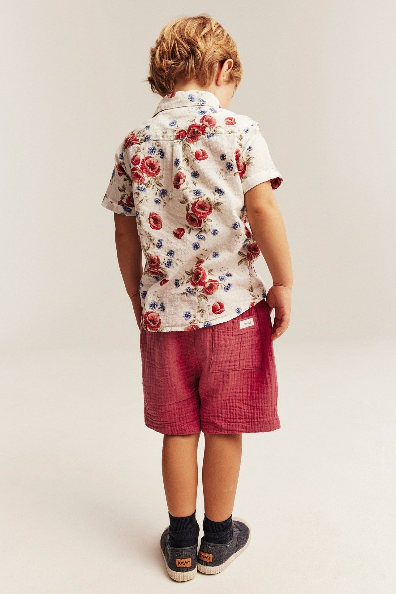 Kids red muslin shorts