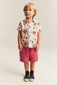 Kids red muslin shorts