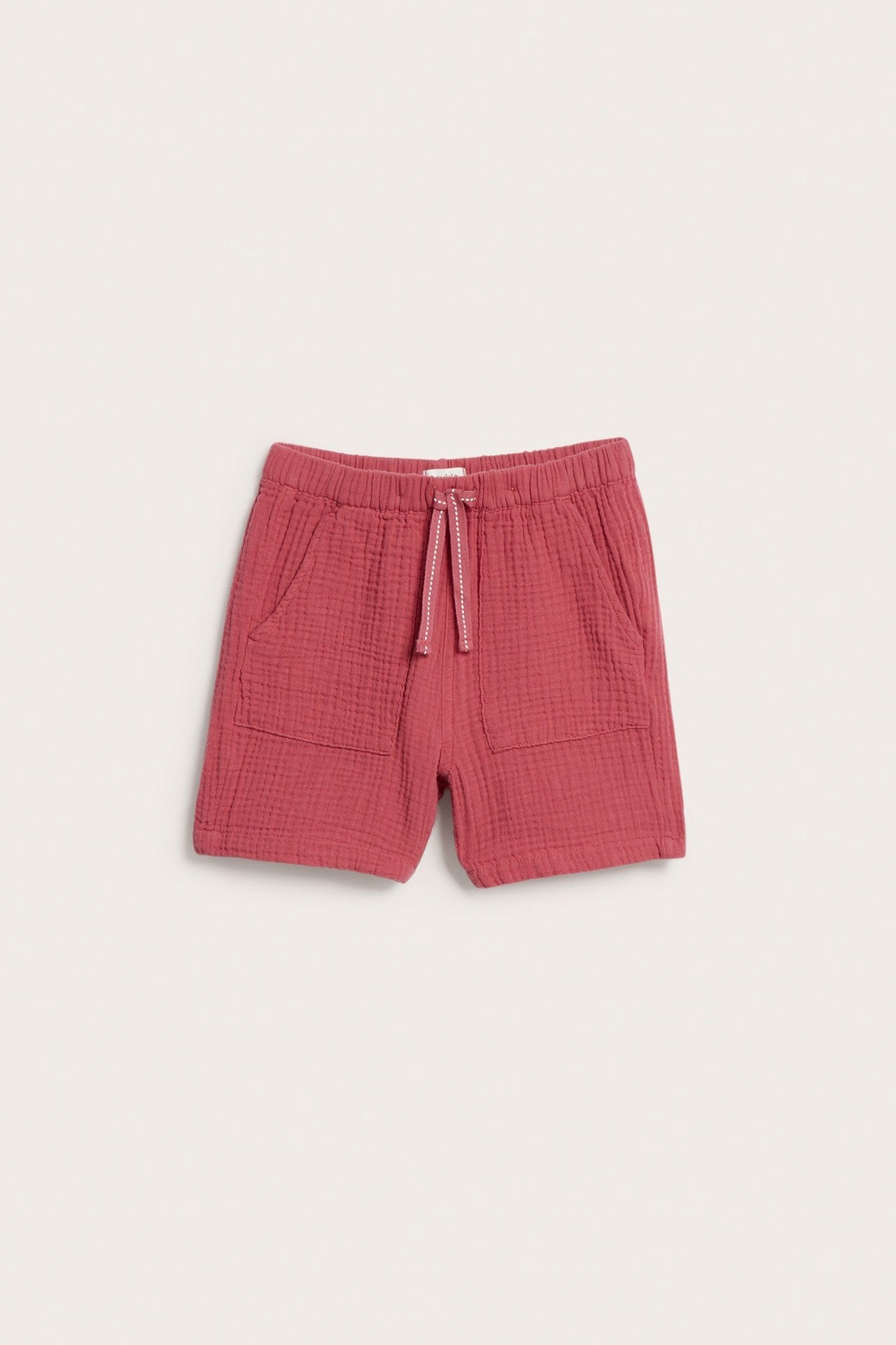 Kids red muslin shorts