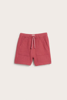 Kids red muslin shorts