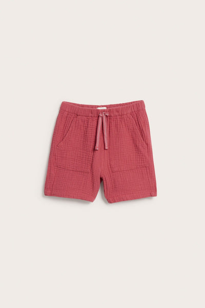 Kids red muslin shorts