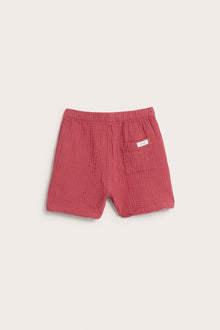 Kids red muslin shorts