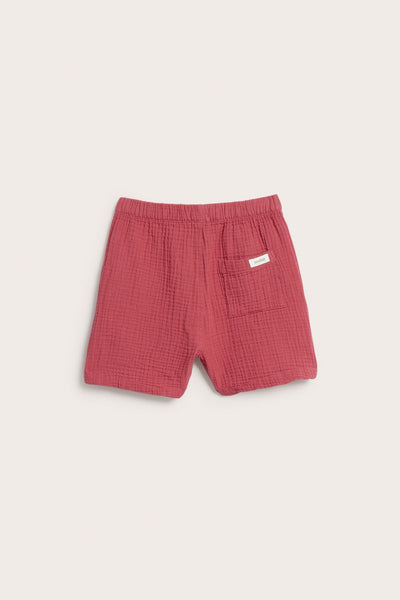 Kids red muslin shorts
