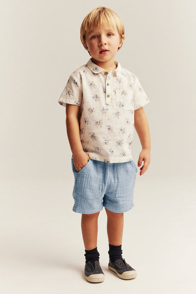 Kids blue muslin shorts