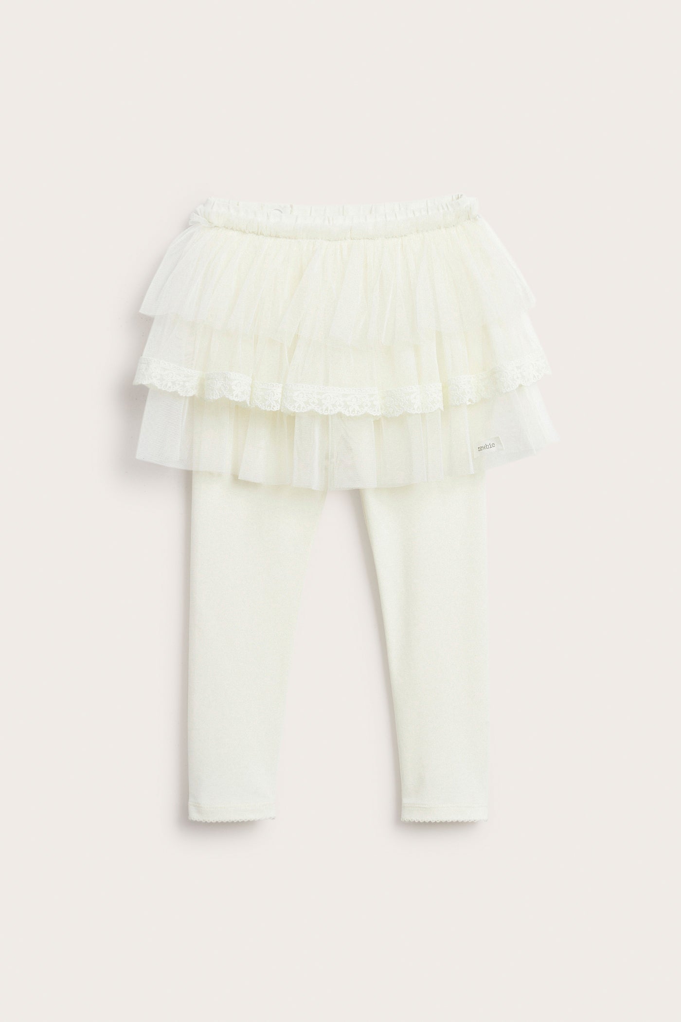 Kids white leggings with tulle skirt
