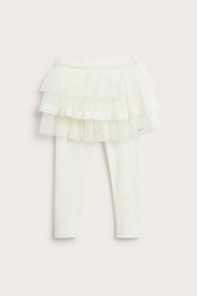 Kids white leggings with tulle skirt