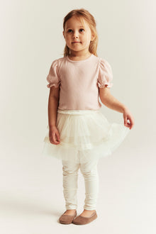 Kids white leggings with tulle skirt