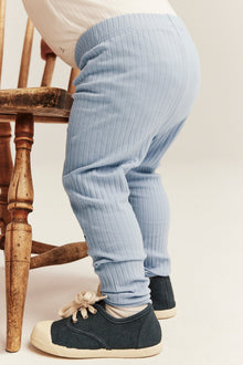 Baby blue ribbed leggings with boat appliqué