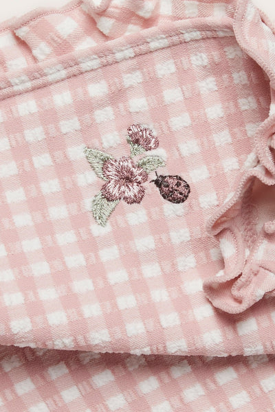 Baby & Kids pink checked floral swimsuit