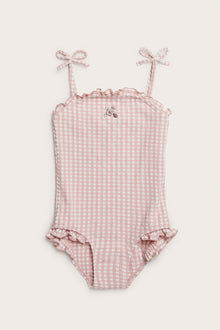 Baby & Kids pink checked floral swimsuit