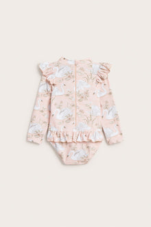 Kids pink swan UV swimsuit