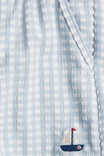 Kids blue checked swim shorts