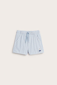 Kids blue checked swim shorts