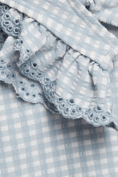 Baby & Kids blue checked frilled swimsuit