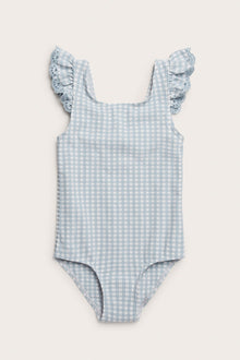 Baby & Kids blue checked frilled swimsuit