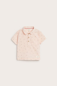 Baby pink floral short sleeve shirt