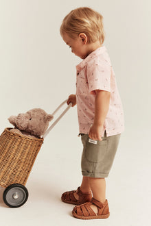 Baby pink floral short sleeve shirt