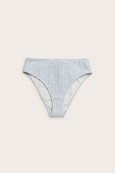 Women's blue checkered bikini bottoms