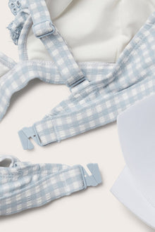 Women's blue checkered bikini top