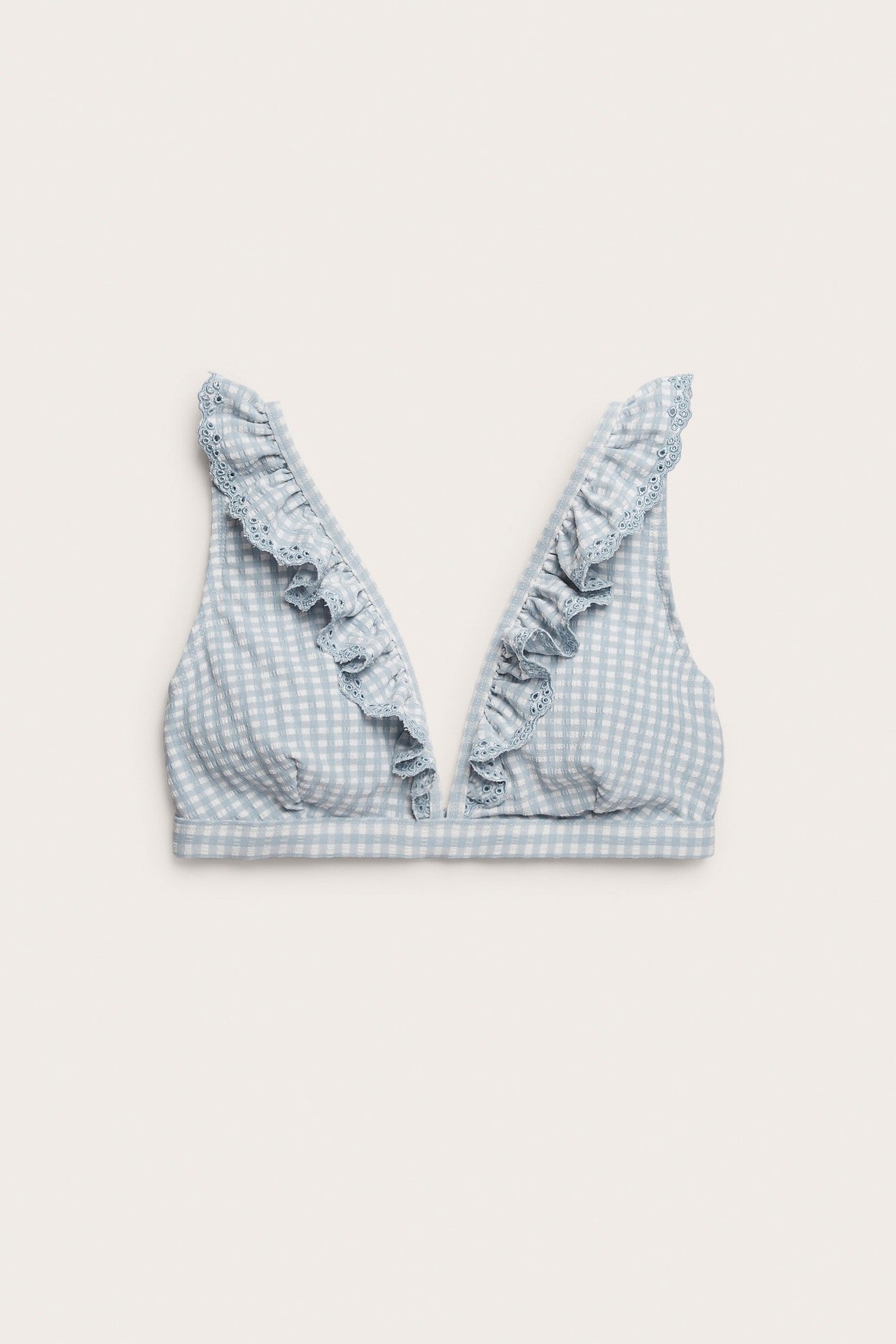 Women's blue checkered bikini top