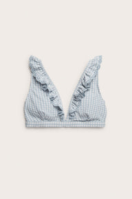 Women's blue checkered bikini top