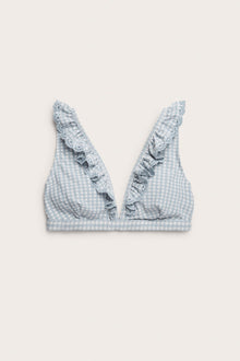 Women's blue checkered bikini top