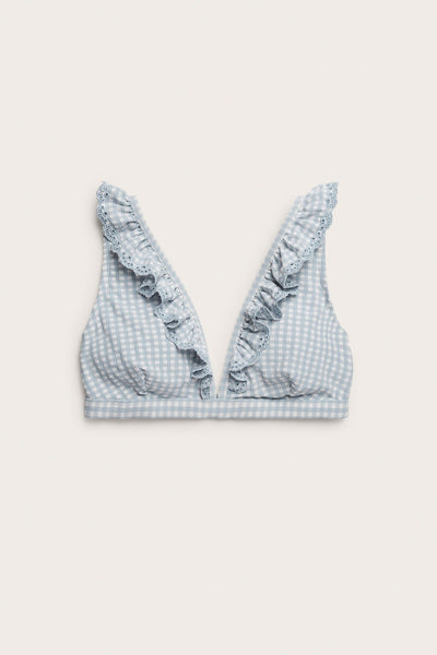 Women's blue checkered bikini top