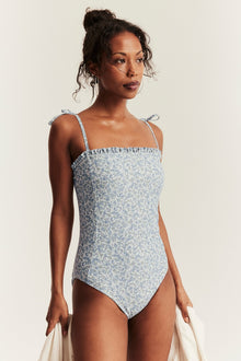 Women's green floral swimsuit