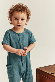 Baby short sleeve muslin romper