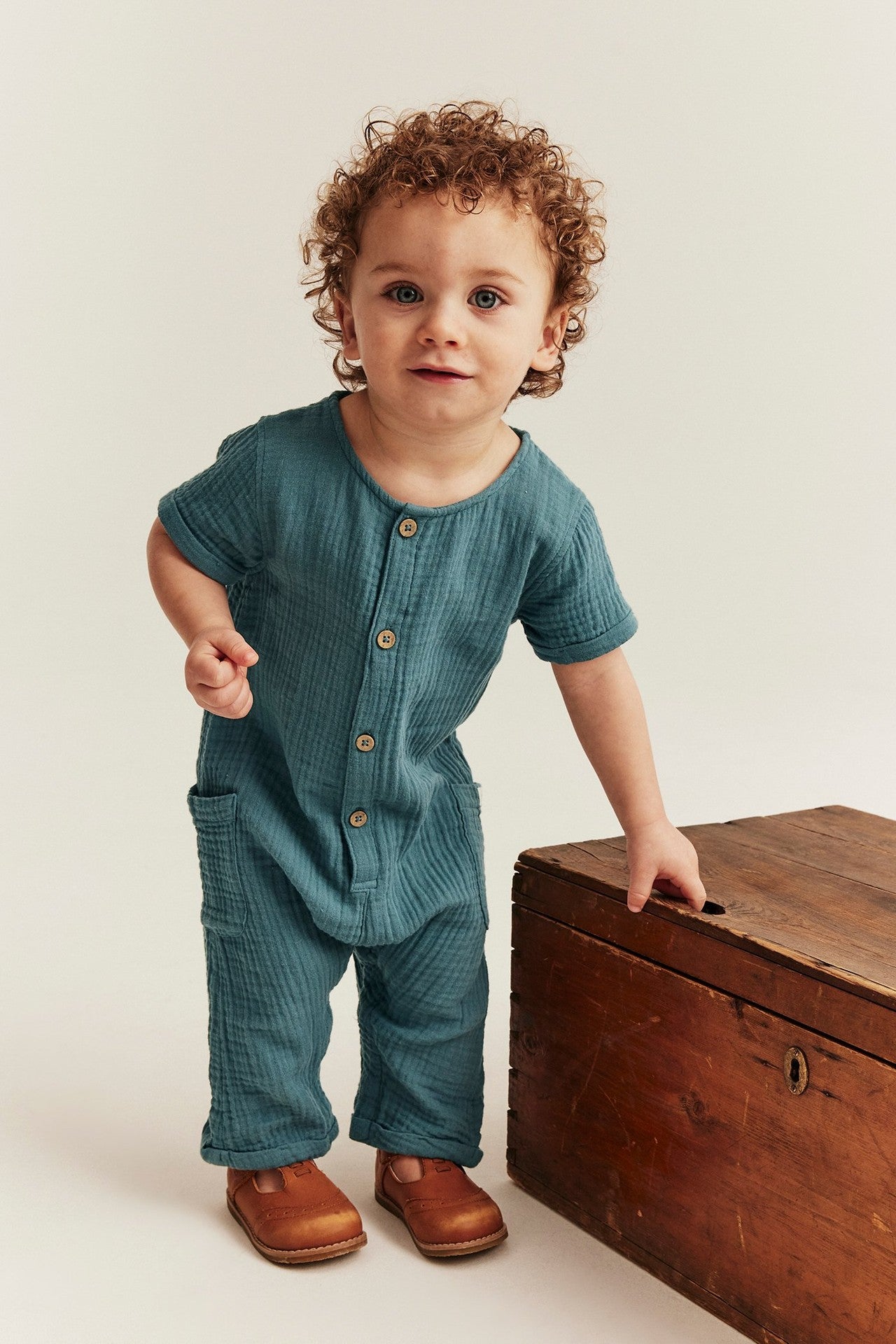 Baby short sleeve muslin romper