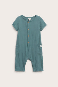 Baby short sleeve muslin romper