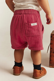Baby red muslin shorts