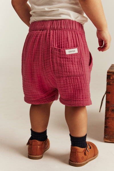 Baby red muslin shorts